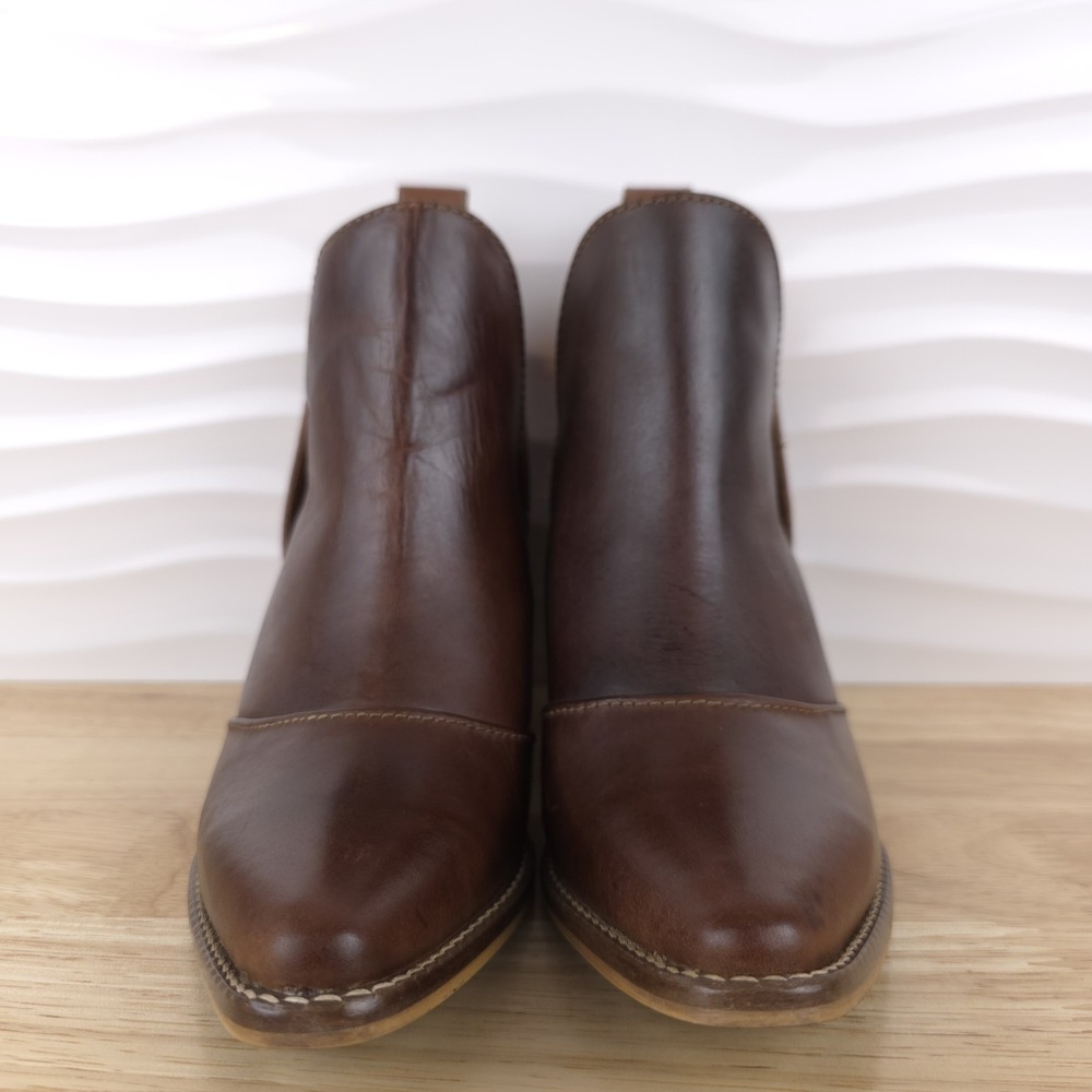 Nocona Micki Western‎ Ankle Boots Womens 7.5 Brunette Cowhide Snip Toe Booties - Picture 5 of 14